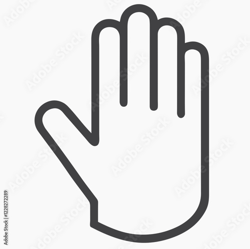 Stop hand icon indicating a halt or warning on a plain white background