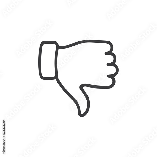 Thumbs down icon expressing disapproval and negativity on a plain white background