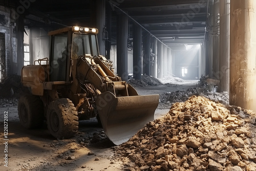 Pelleteuse d'un chantier de construction photo