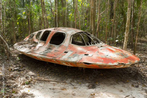 Carcasse de vaisseau volant dans la jungle photo