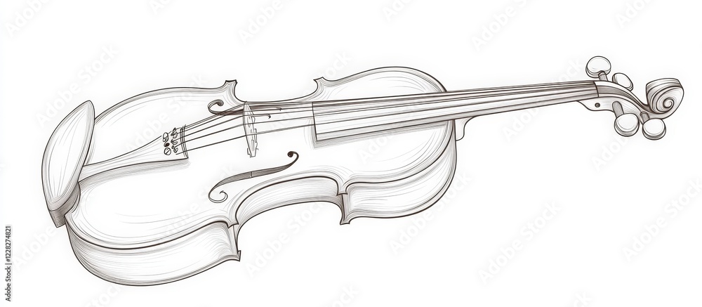 Obraz premium Elegant Violin Line Art Drawing, Musical Instrument Sketch