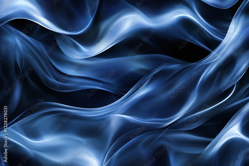 Fototapeta premium Flowing Blue Abstract Waves with Smooth Gradients and Elegant Curves, Modern Digital Design Featuring Cool Tones and Dynamic Fluid Motion