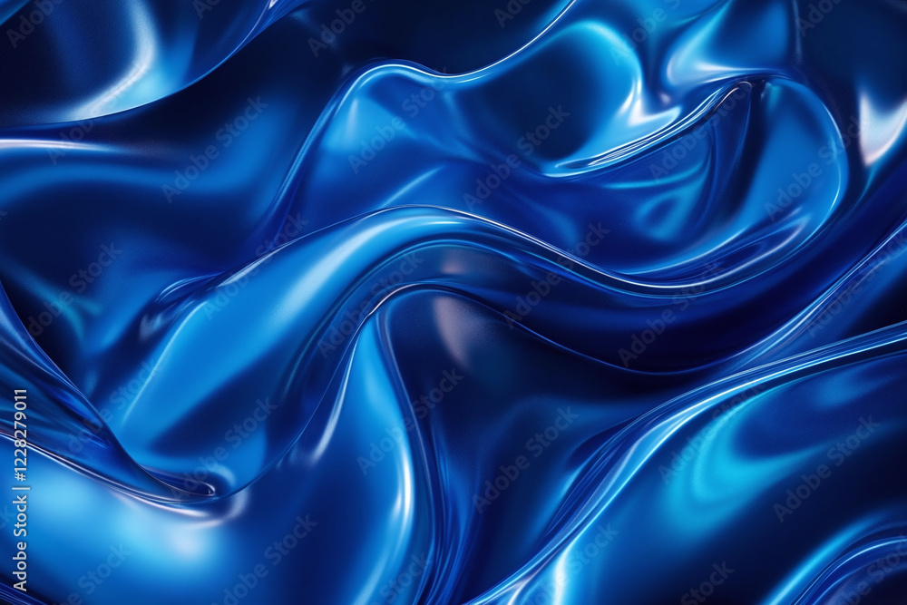 Obraz premium Flowing Blue Abstract Waves with Smooth Gradients and Elegant Curves, Modern Digital Design Featuring Cool Tones and Dynamic Fluid Motion