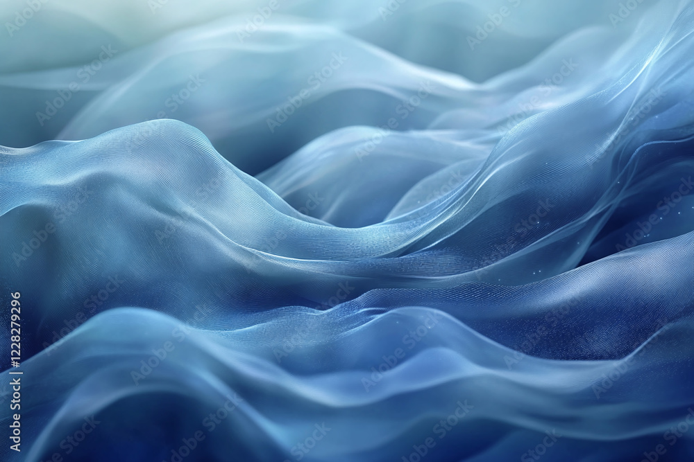 Fototapeta premium Flowing Blue Abstract Waves with Smooth Gradients and Elegant Curves, Modern Digital Design Featuring Cool Tones and Dynamic Fluid Motion