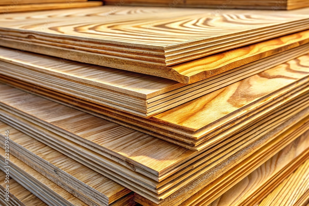 Fototapeta premium Monochrome Plywood Texture: Candid Close-Up of Stacked Wood Boards