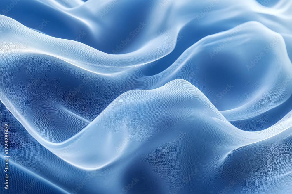 Fototapeta premium Flowing Blue Abstract Waves with Smooth Gradients and Elegant Curves, Modern Digital Design Featuring Cool Tones and Dynamic Fluid Motion