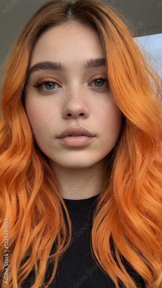 Fototapeta premium A lady with colored wavy hair