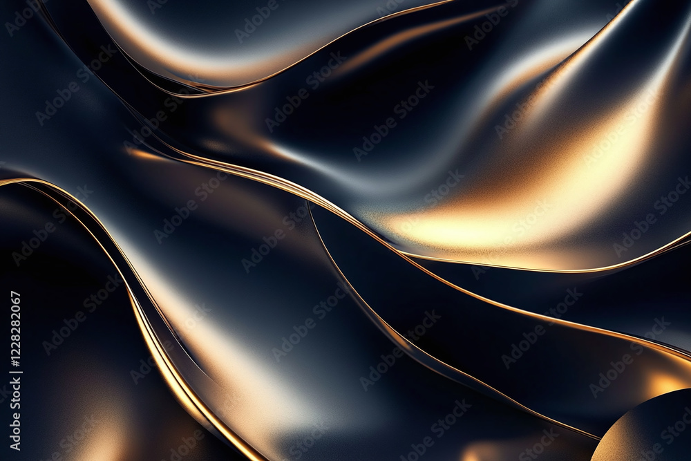 Obraz premium Elegant Flowing Gold Fabric with Shimmering Waves and Luxurious Satin Texture for Abstract Backgrounds and Premium Design Concepts