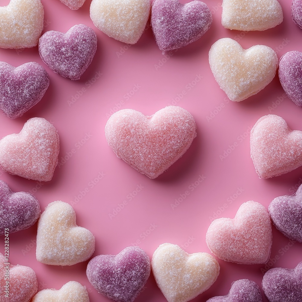 Obraz premium A candy heart border frame, perfect for Valentine's Day, romantic promotions, and creative designs.