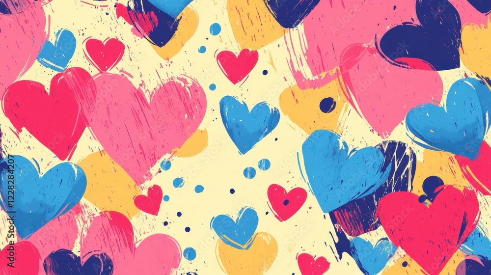 Colorful Abstract Hearts Pattern, Valentine's Day Background Colorful Abstract Hearts Pattern, Valentine's Day Background
