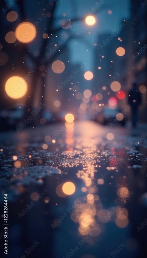 Softly glowing silver lights create a dreamy atmosphere in the bokeh background, glowing, soft focus Softly glowing silver lights create a dreamy atmosphere in the bokeh background, glowing, soft focus