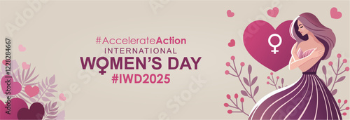 Accelerate Action campaign pose. International Women's Day 2025. International Women's Day 2025 banner