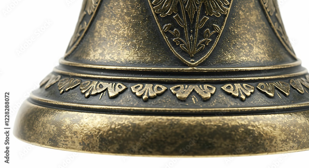 Ornate Antique Bronze Bell Close-up: Intricate Design and Aged Texture Ornate Antique Bronze Bell Close-up: Intricate Design and Aged Texture