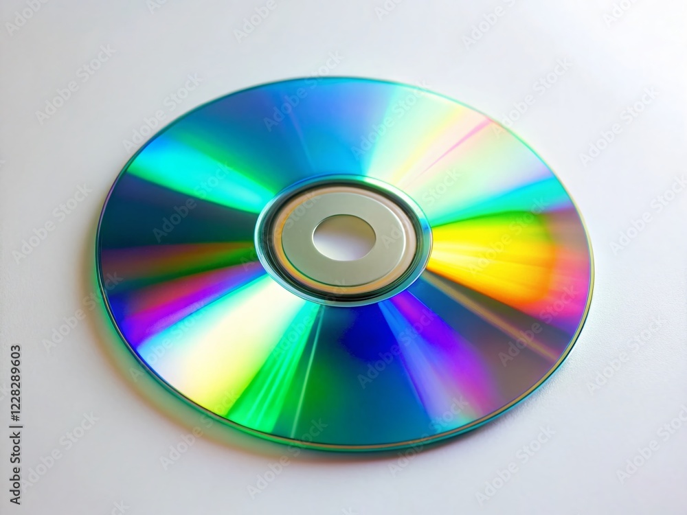 Overhead Shot: Single CD on White Background - Candid Photography Style Overhead Shot: Single CD on White Background - Candid Photography Style