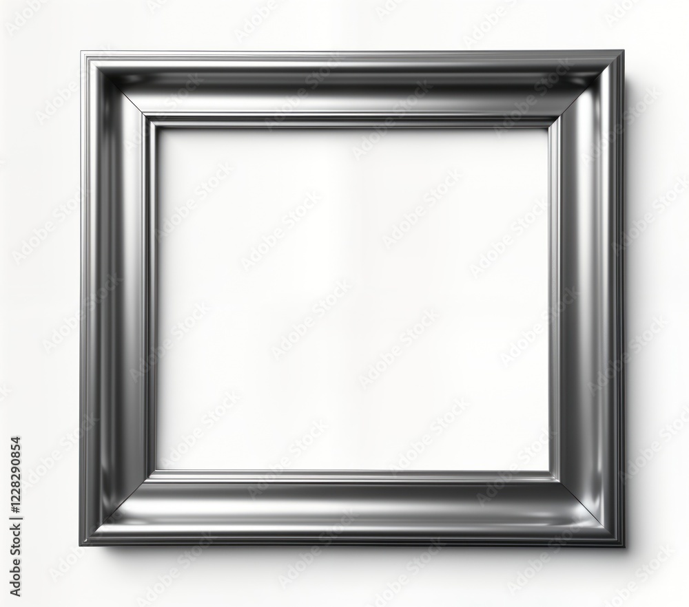 Empty silver frame. Elegant decorative item for interior design. Blank frame on white background. High-quality picture frame. Luxurious, classic design. Suitable for variety of decor styles. Ornate Empty silver frame. Elegant decorative item for interior design. Blank frame on white background. High-quality picture frame. Luxurious, classic design. Suitable for variety of decor styles. Ornate