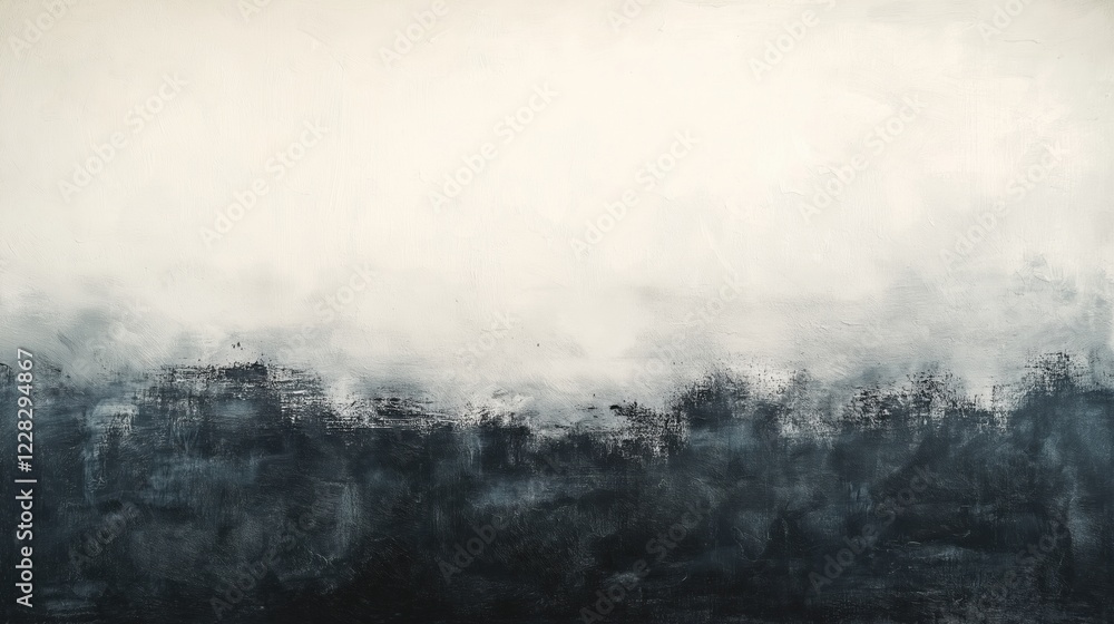 Obraz premium Monochrome abstract gradient painting with textured black and white ombre fade