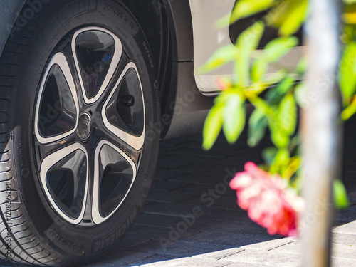 car wheel on a ground 