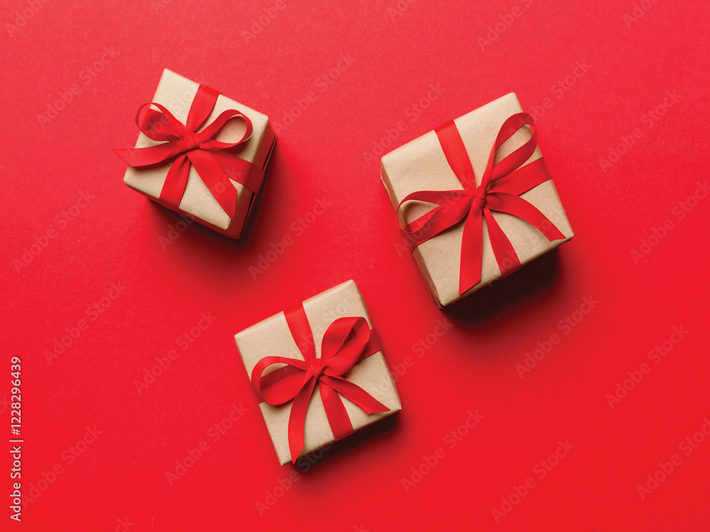 Valentine day on red background with gift boxs Valentine day on red background with gift boxs