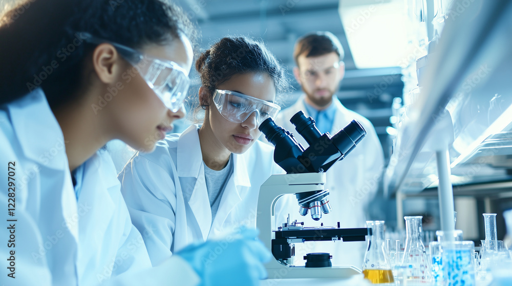 College Students Engaged in Bioengineering Lab Work College Students Engaged in Bioengineering Lab Work