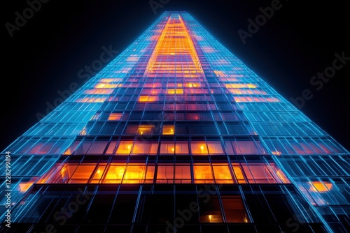 Wallpaper Mural Illuminated skyscraper night view urban cityscape architectural modern design vibrant colors Torontodigital.ca