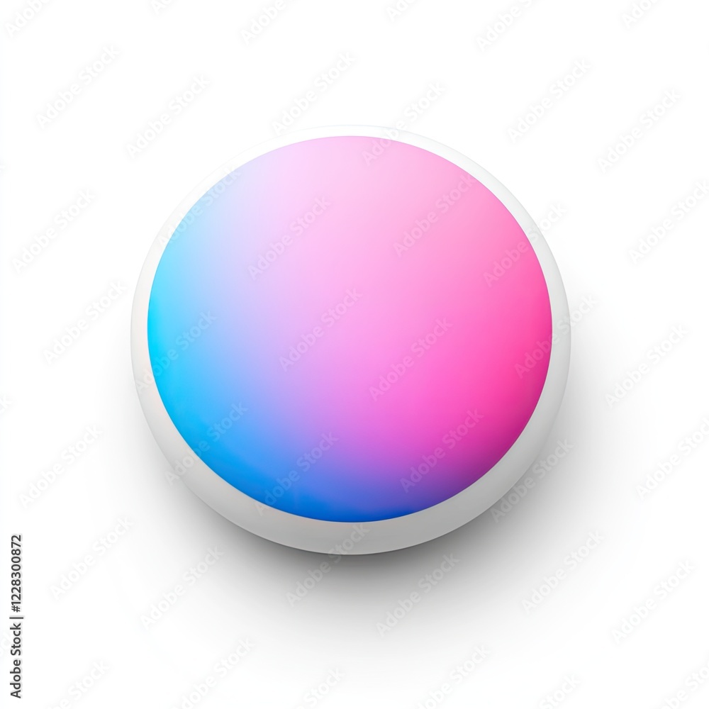 Obraz premium Circular object with smooth gradient transitioning from pink to blue on a clean white background