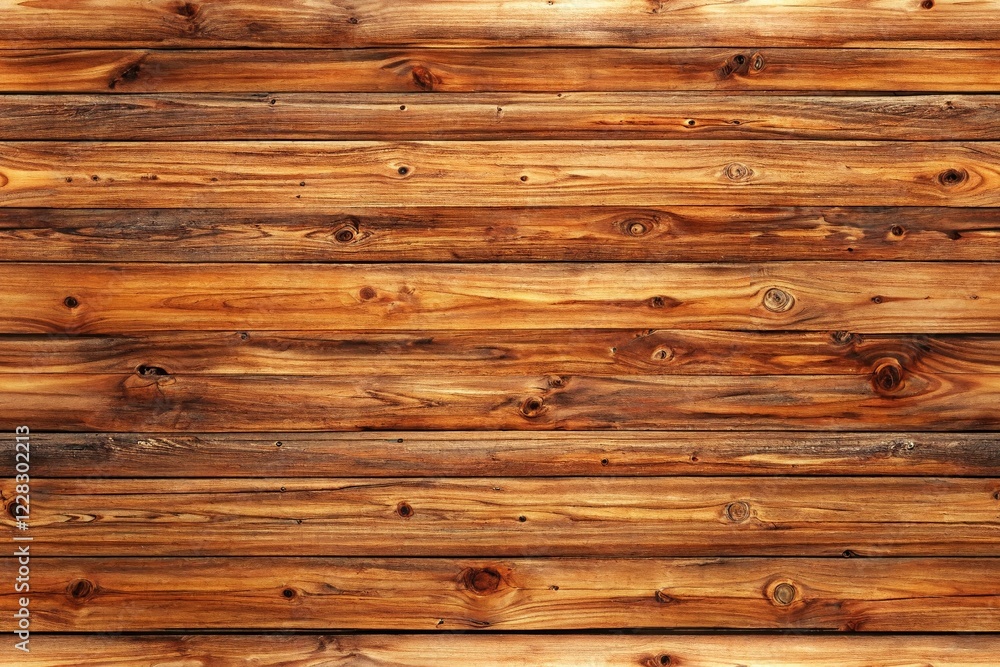 Fototapeta premium Panoramic View of Rustic Wood Siding Texture: Natural Brown Wooden Wall Background