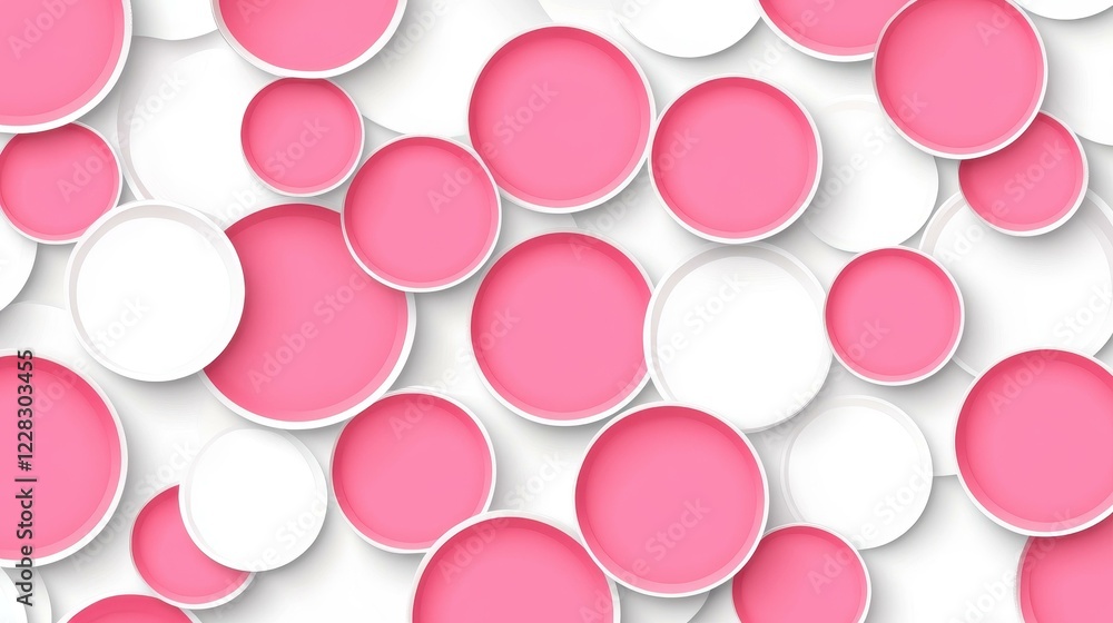 Enjoy a vibrant array of abstract pink circles set against a crisp white backdrop, showcasing modern textures. Enjoy a vibrant array of abstract pink circles set against a crisp white backdrop, showcasing modern textures.