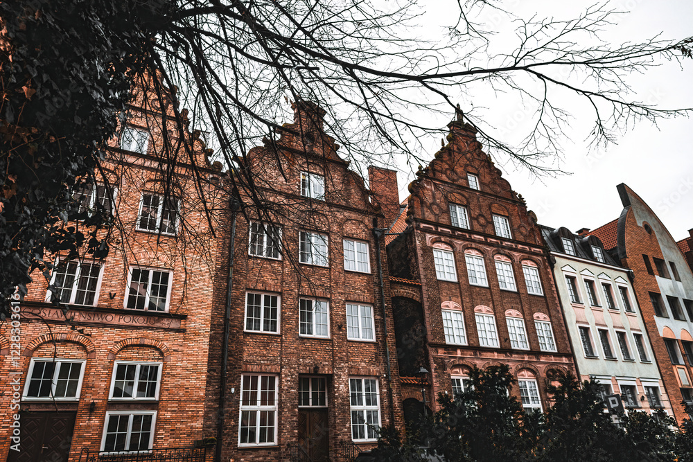 Naklejka premium Gothic facades of ancient houses in the Old Town of Elblag