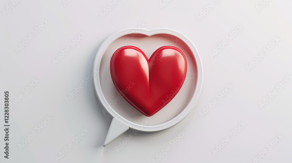 Fototapeta premium A vibrant heart icon within a speech bubble symbolizes love and connection in social media notifications.