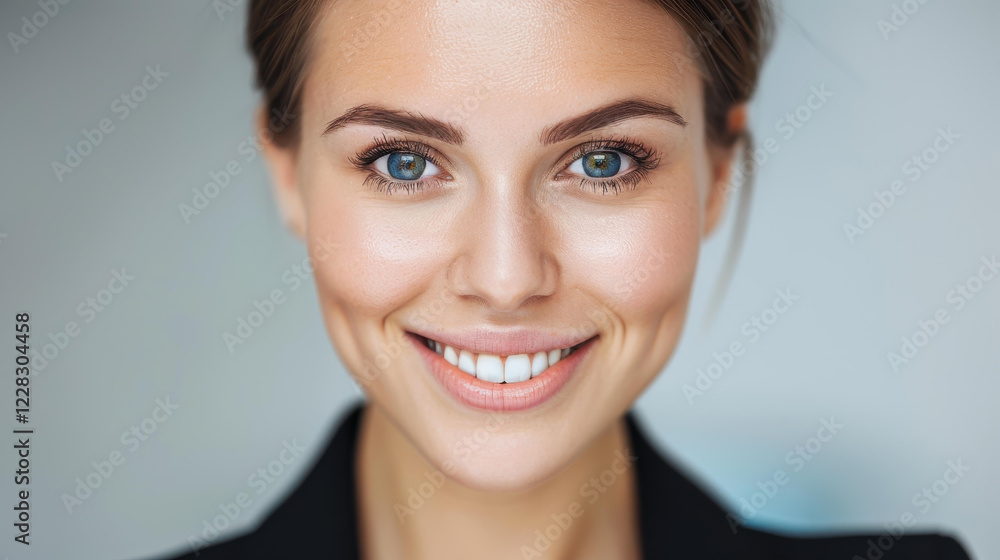 Bright and cheerful, a young woman captures a moment of joy in her office with a selfie, showcasing her professional charm. Bright and cheerful, a young woman captures a moment of joy in her office with a selfie, showcasing her professional charm.