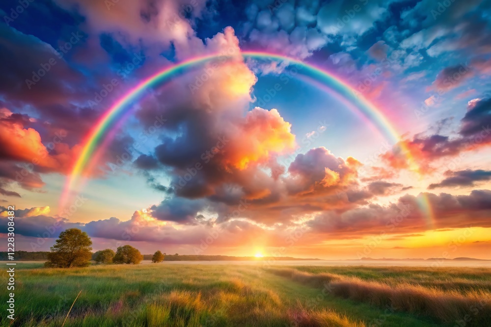 Peaceful Rainbow Glow: Serene Sky Portrait Photography Peaceful Rainbow Glow: Serene Sky Portrait Photography