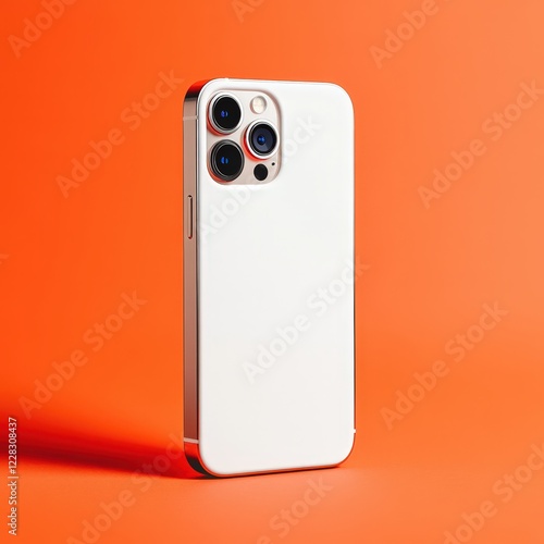 Modern White Smartphone with Triple Lens Camera with a blank white phone case for mockups