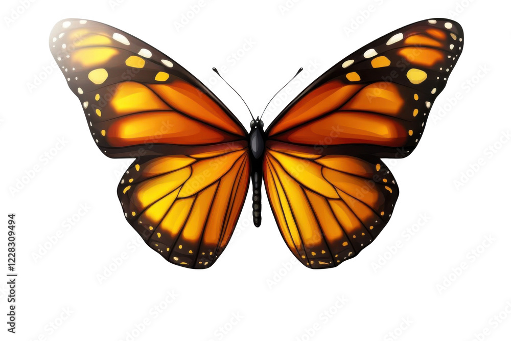 Obraz premium Monarch Butterfly Shows its Orange Wings and Delicate Patterns with Wildlife Beauty.