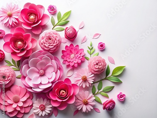 Pink Spring Flowers Craft Paper Background for Women's Day, Mother's Day, Birthday - March 8th Celebration