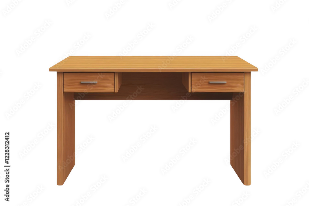 Wooden Desk Stands on a Black Background: Furniture Concept Wooden Desk Stands on a Black Background: Furniture Concept