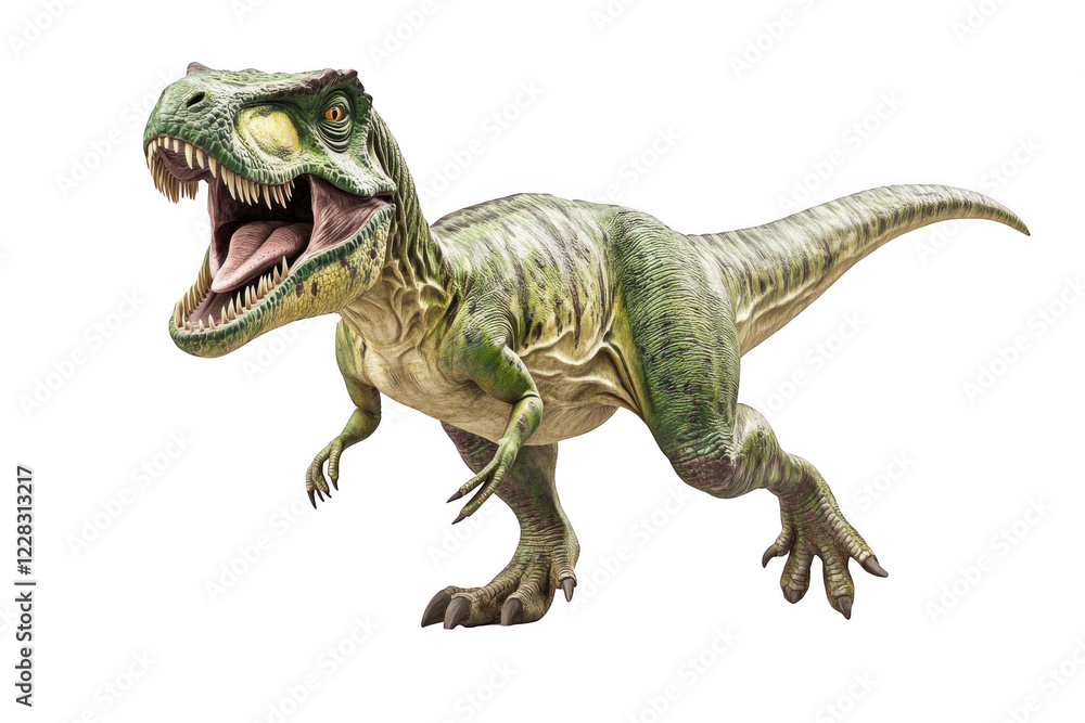 Tyrannosaurus Rex Runs with Open Mouth and Sharp Teeth: Prehistoric Predator Theme Tyrannosaurus Rex Runs with Open Mouth and Sharp Teeth: Prehistoric Predator Theme