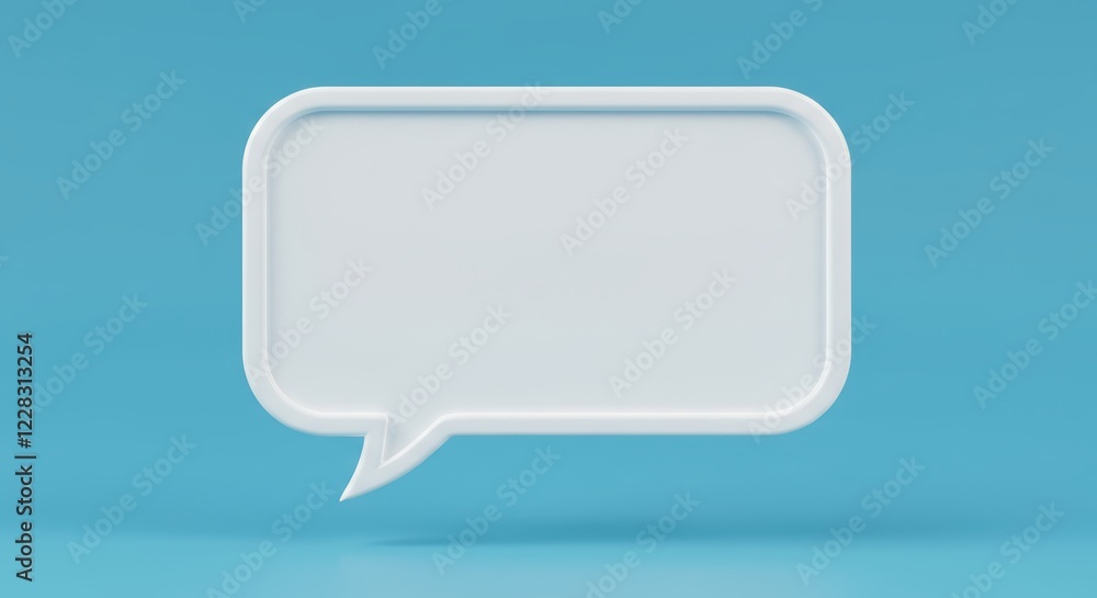 Minimalistic white speech bubble on light blue background for communication concepts Minimalistic white speech bubble on light blue background for communication concepts