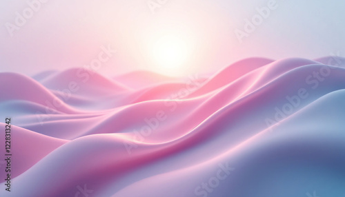 Serene Pink and Purple Abstract Landscape at Sunrise