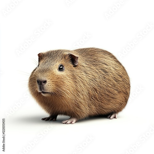 Wallpaper Mural Cute and Adorable Small Guinea Pig with a Soft Brown Fur Coat on a White Background Torontodigital.ca