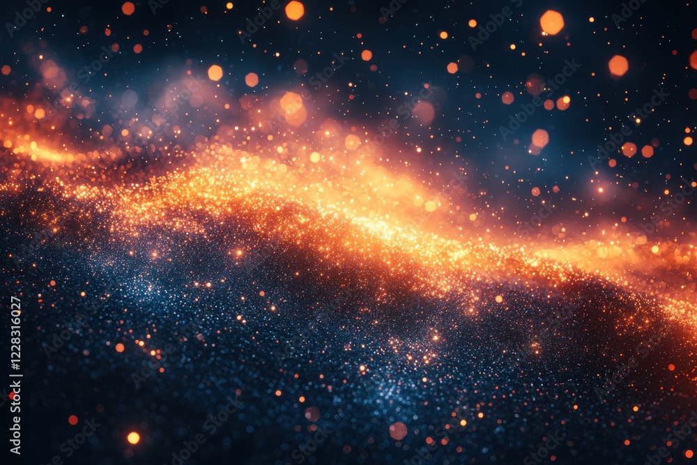 Obraz premium Vibrant cosmic landscape with glowing particles in deep space during a starry scene