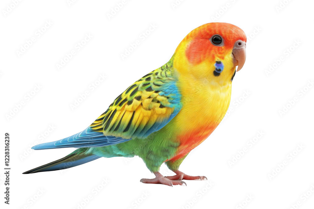 Fototapeta premium Colorful Parrot Stands Majestically, Showcasing Vibrant Plumage and Avian Beauty.