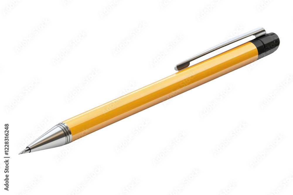 Yellow Pen Lies on a Black Background, Office Supplies Concept. Yellow Pen Lies on a Black Background, Office Supplies Concept.