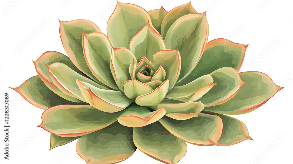 Fototapeta premium Elegant botanical artwork featuring a lush rosette-shaped succulent design