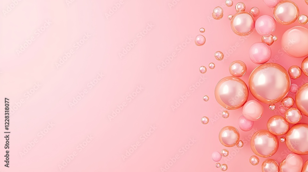 Soft Pink Background with Beautiful Round Bubbles and Pearls Creating a Dreamy Elegant Atmosphere Soft Pink Background with Beautiful Round Bubbles and Pearls Creating a Dreamy Elegant Atmosphere