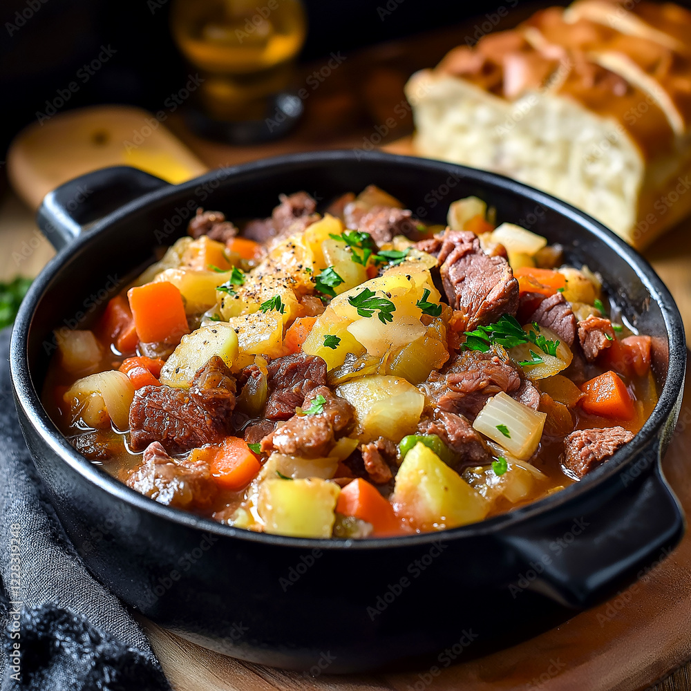 Traditional Irish stew with lamb and potatoes Traditional Irish stew with lamb and potatoes