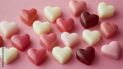 Border of pink and red hearts on soft pink background. Great for cards, advertisements, and social media posts.
