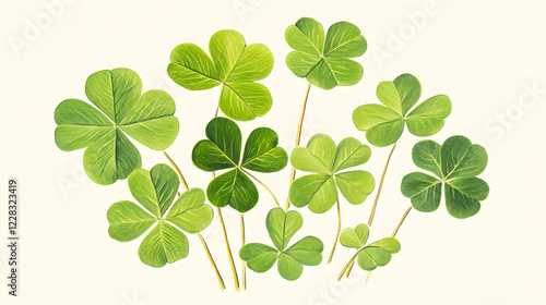 Intricate Art Depicting a Cluster of Green Clover Leaves