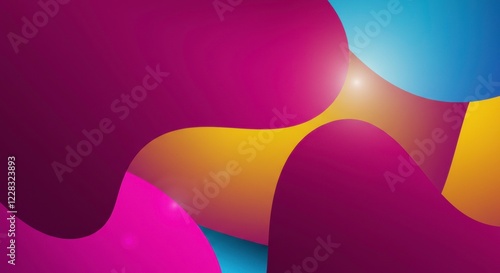 Wallpaper Mural Abstract Fluid Forms: Vibrant hues of pink, yellow, and blue blend seamlessly, forming a dynamic abstract pattern with a soft, luminous glow, evoking a sense of movement and energy.   Torontodigital.ca