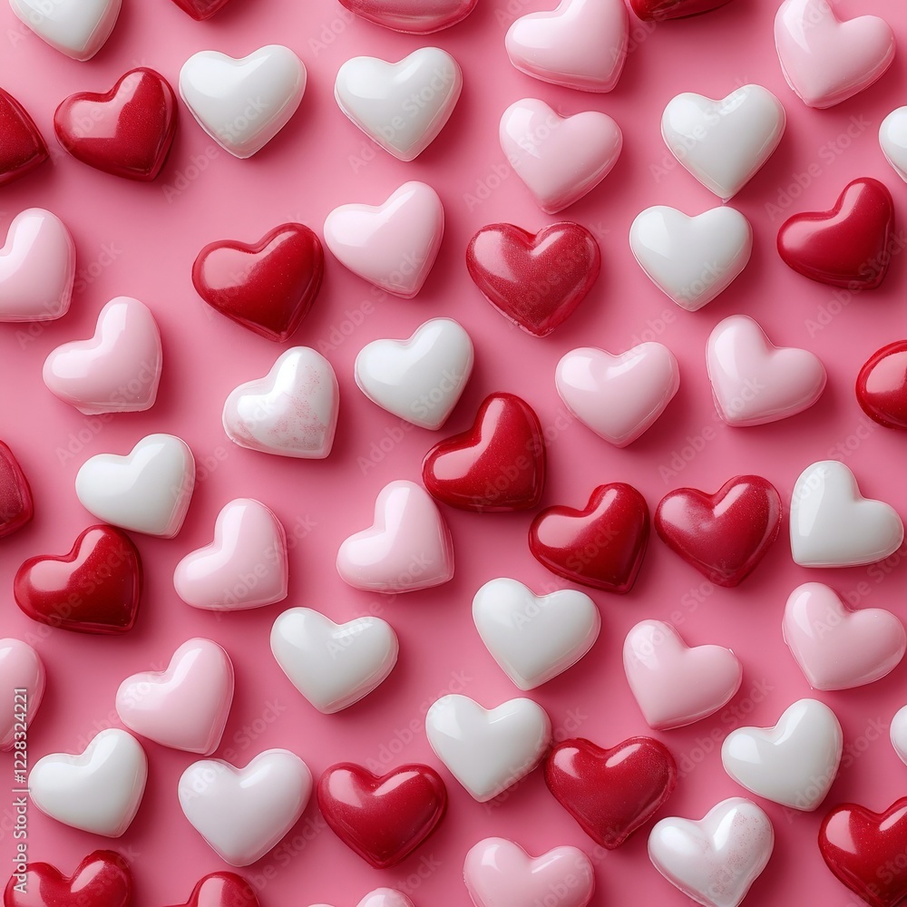 Border of pink and red hearts on soft pink background. Great for cards, advertisements, and social media posts. Border of pink and red hearts on soft pink background. Great for cards, advertisements, and social media posts.