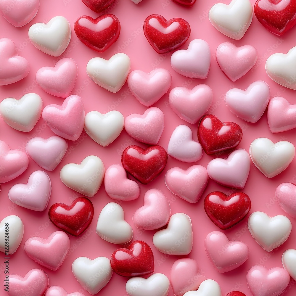Border of pink and red hearts on soft pink background. Great for cards, advertisements, and social media posts. Border of pink and red hearts on soft pink background. Great for cards, advertisements, and social media posts.